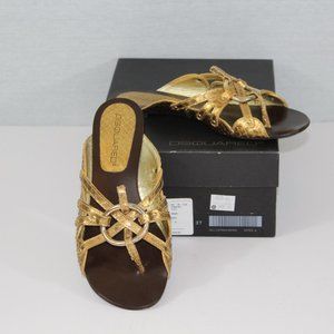 DSQUARED Gold Leather Janis Sandals 💙